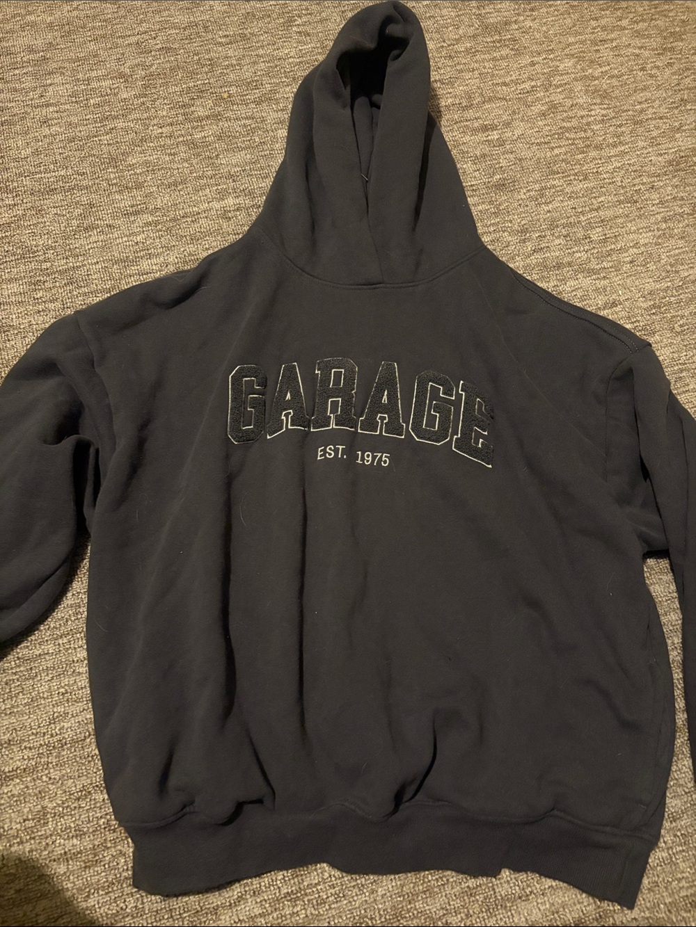 Garage Black Pullover Hoodie with Embroidered Logo